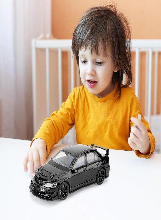 FEXXA سيارة لعبة FEXXA متوافقة مع نموذج ميتسوبيشي لانسر إيفولوشن بمقياس 1:32، سيارة قابلة للتحصيل تعمل بالسحب للخلف مصنوعة من المعدن المصبوب مع أصوات وأضواء للأطفال والأولاد والبنات والكبار، هدية (أسود) - Image 2